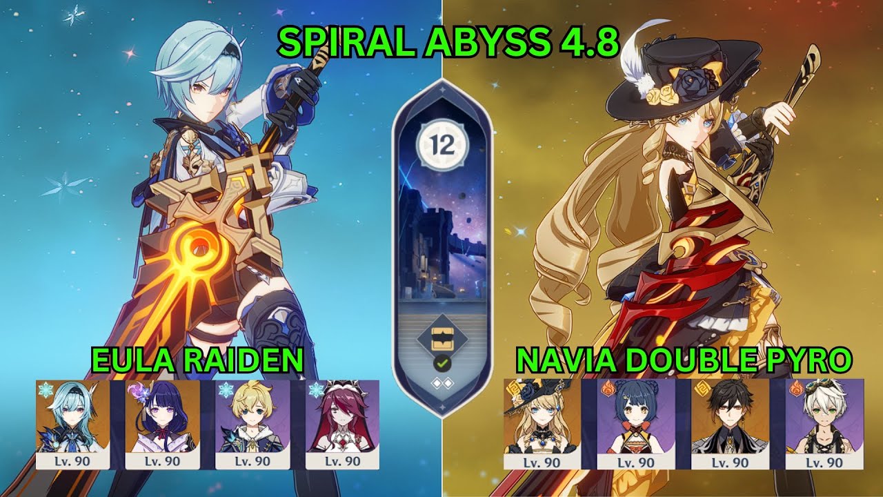 C0 Eula C3 Raiden & C0 Navia Double Pyro (New Spiral Abyss 4.8 floor 12)