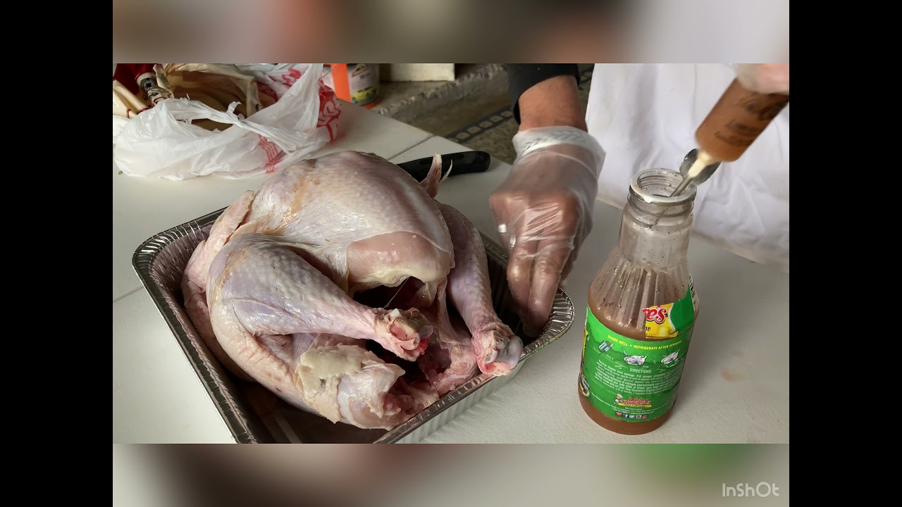 Turkey’s injecting and seasoning before deep frying