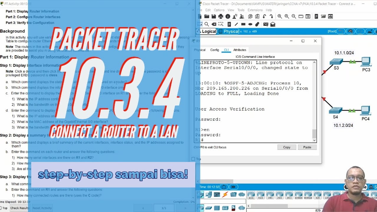 Packet Tracer 10.3.4 Connect a Router to a LAN - step by step sampai bisa!