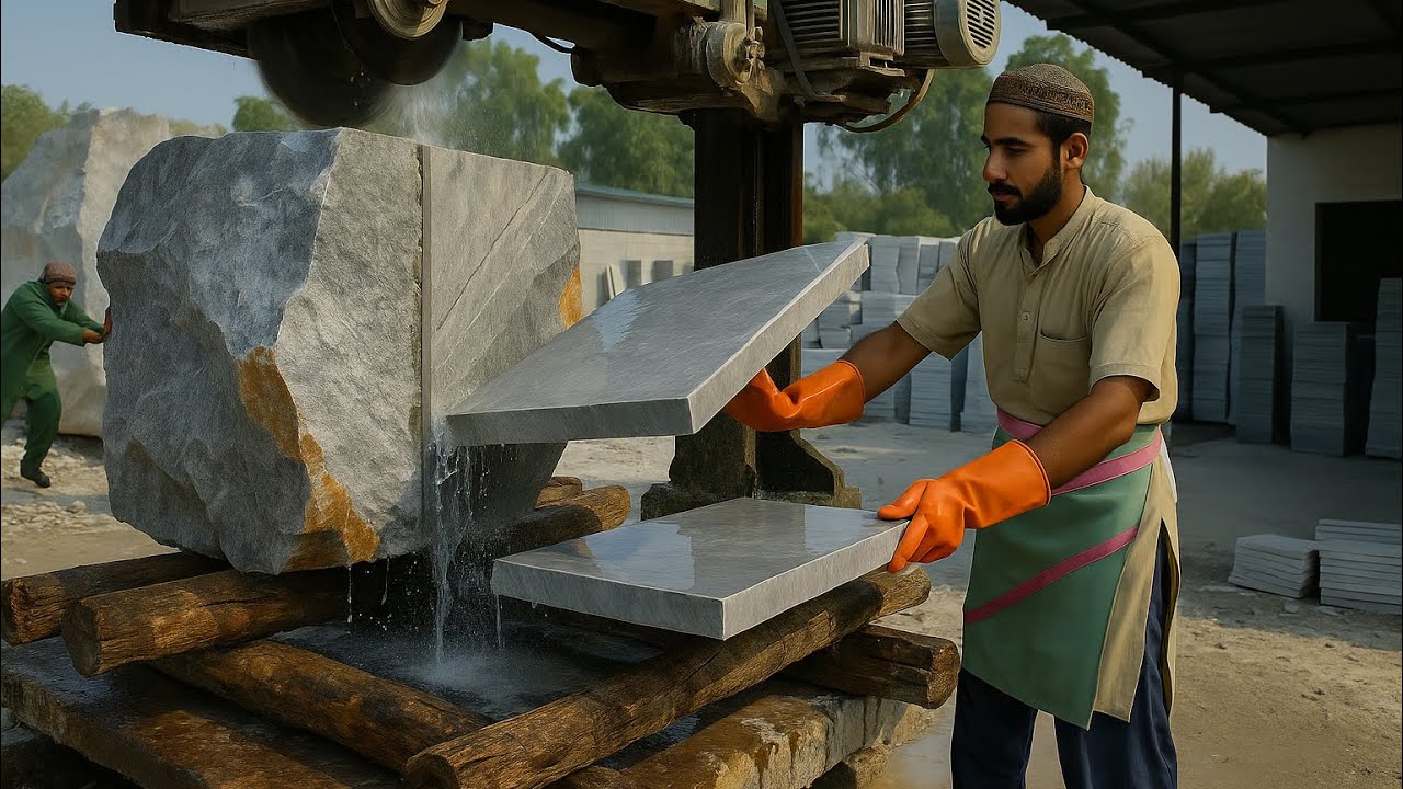 Factory Process Cloud Stone Slabs Are Made