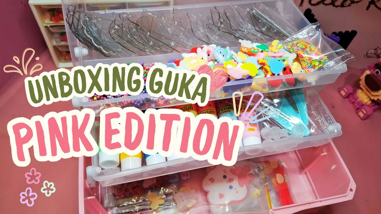 UNBOXING GUKA CREAM DIY KEYCHAIN PINK EDITION! HAUL TIKTOK SHOP! #diy #keychaindiy #mainananak