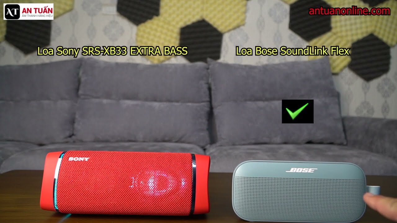 So sánh bass Loa Sony SRS-XB33 EXTRA BASS  với Loa Bose SoundLink Flex - An Tuấn