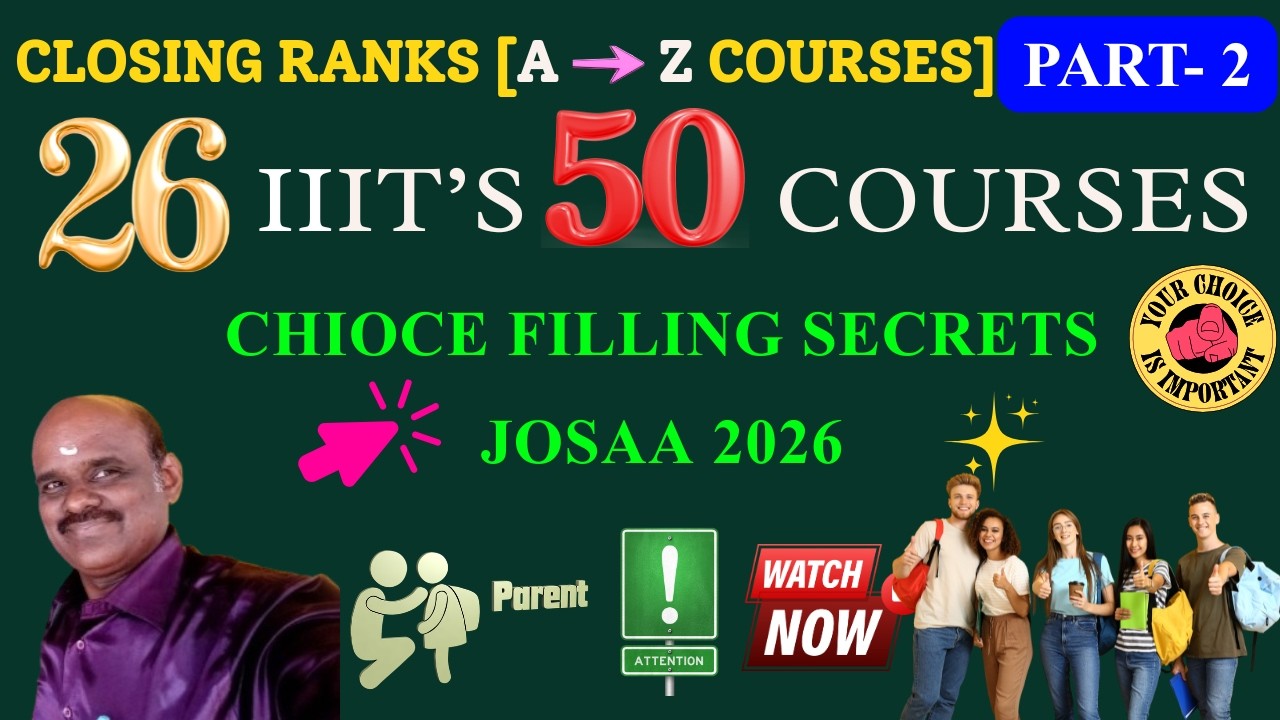 JoSAA 2026 | Closing Rank of All 26 IIITs PART:2 | Branch-wise Cutoff Explained | Sai SuriyasEnglish