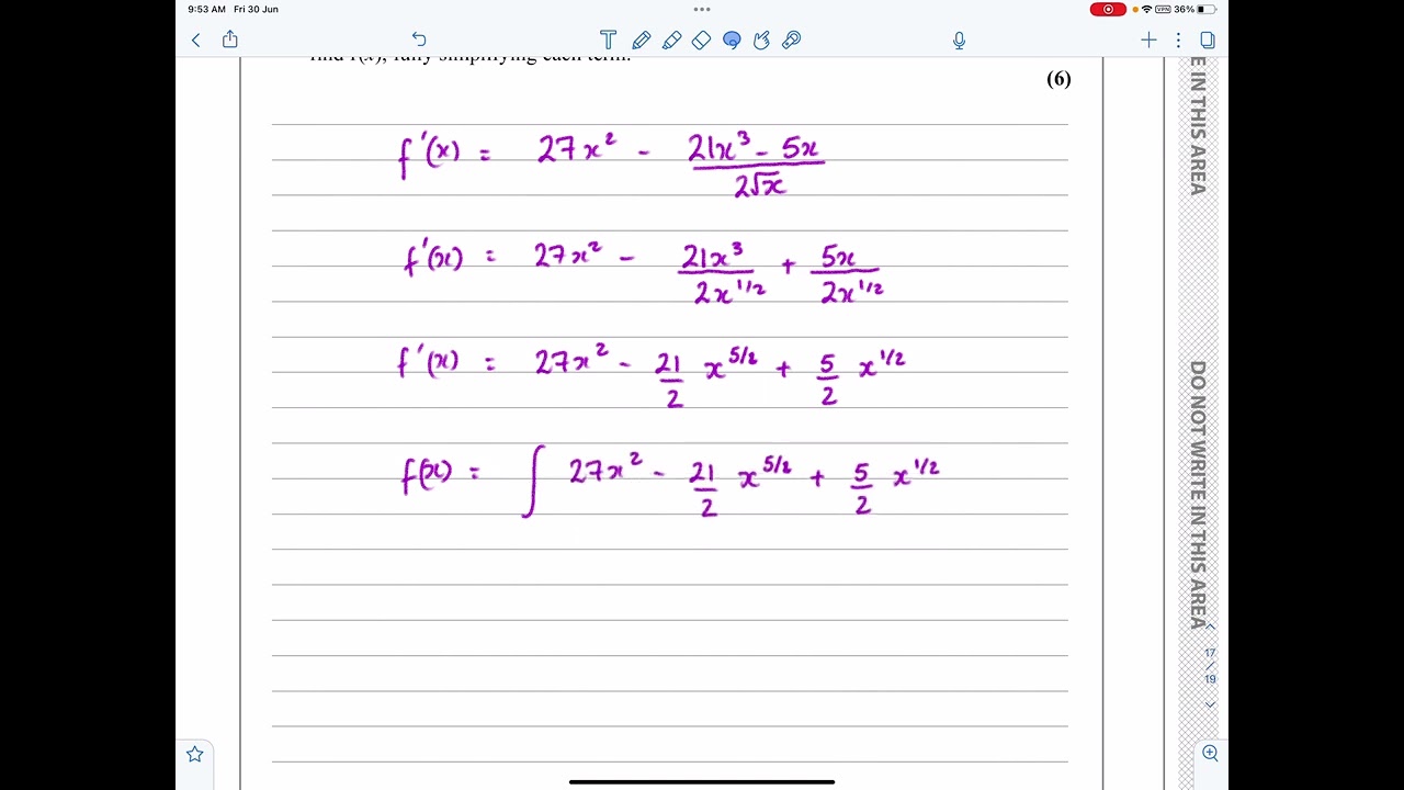 IAL Edexcel, Oct 2020, P1, Q9, Integration, Negative and Fractional Indices, Pure, Nick Peters