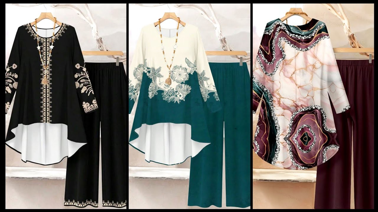 Very stylish very gorgeous 2piece dresses ideas for women's latest trousers and kurti styles ideas