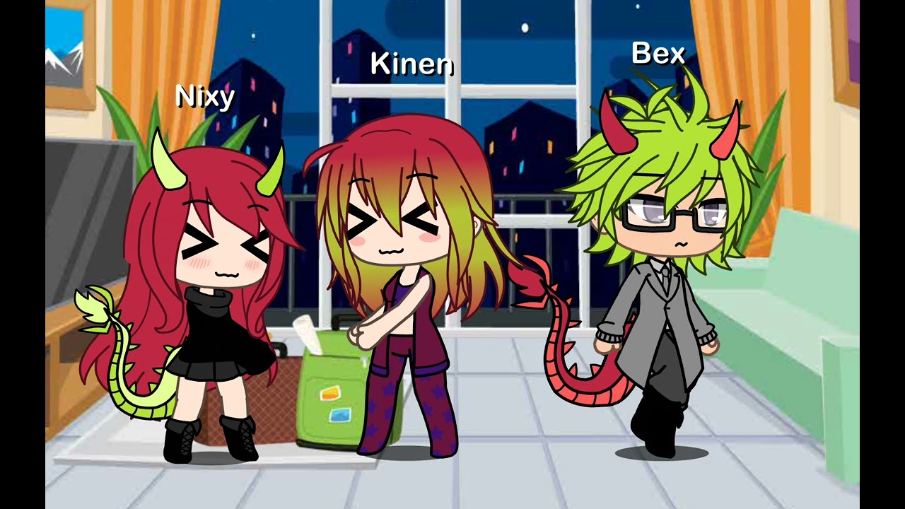 Sorry for bad quality its my first gacha video! The girl with green horns is my oc!!!!