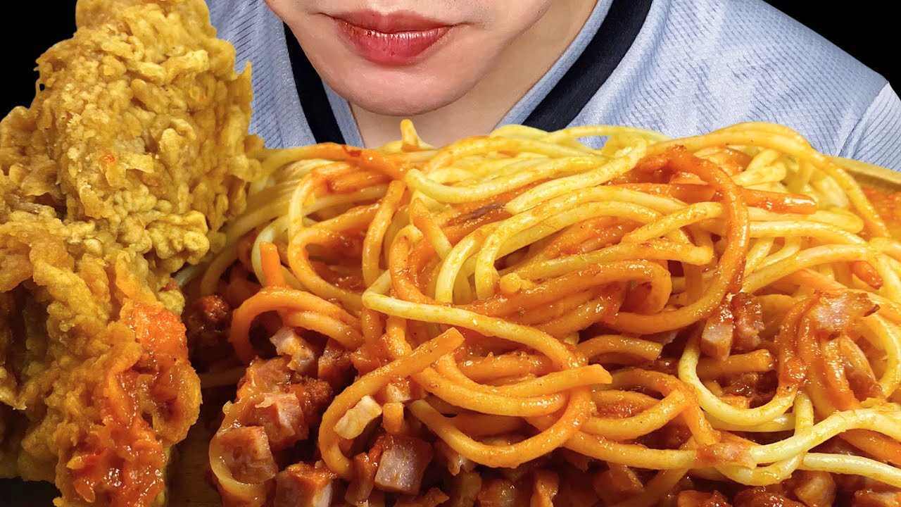 ASMR Eating Spaghetti & Crispy KFC Chicken 🍝🍗 | Crunchy Fried Chicken Sounds #asmr#asmrfood