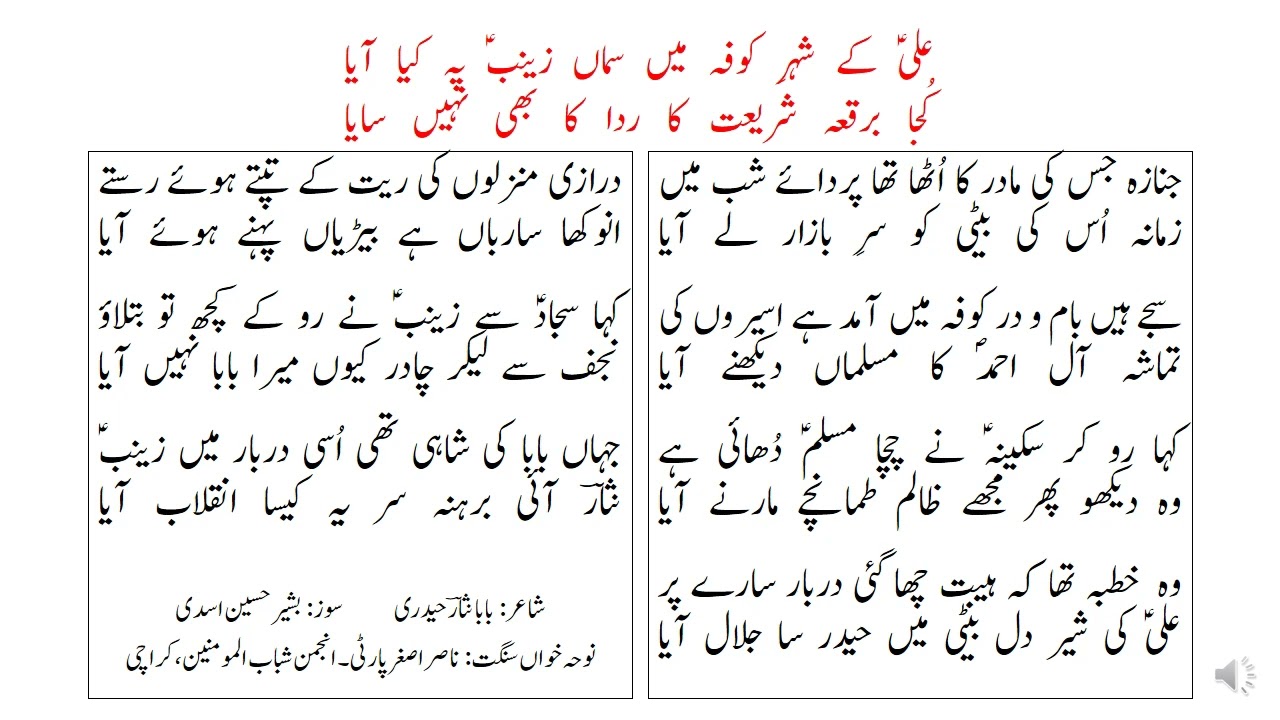 Ali k shehr kufa main sama Lyrics