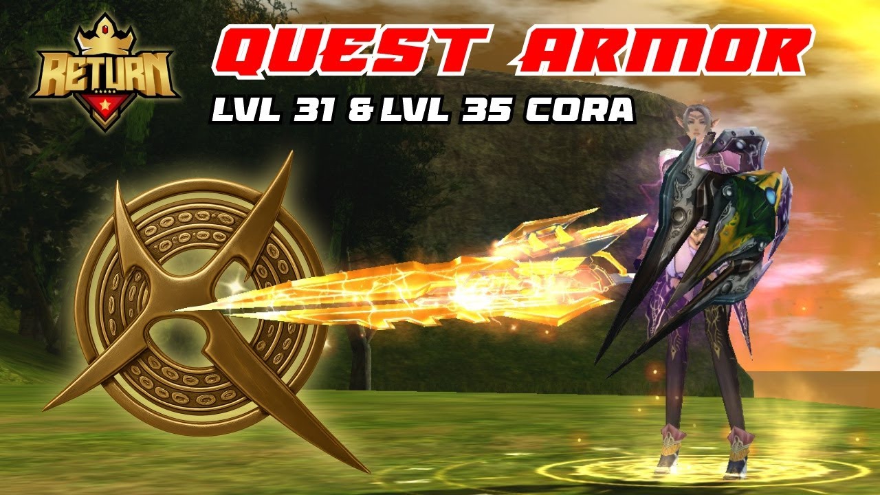 QUEST ARMOR LVL 31 DAN LVL  35  RACE CORA - RF RETURN #rfreturnrpg #rfonline #risingforce