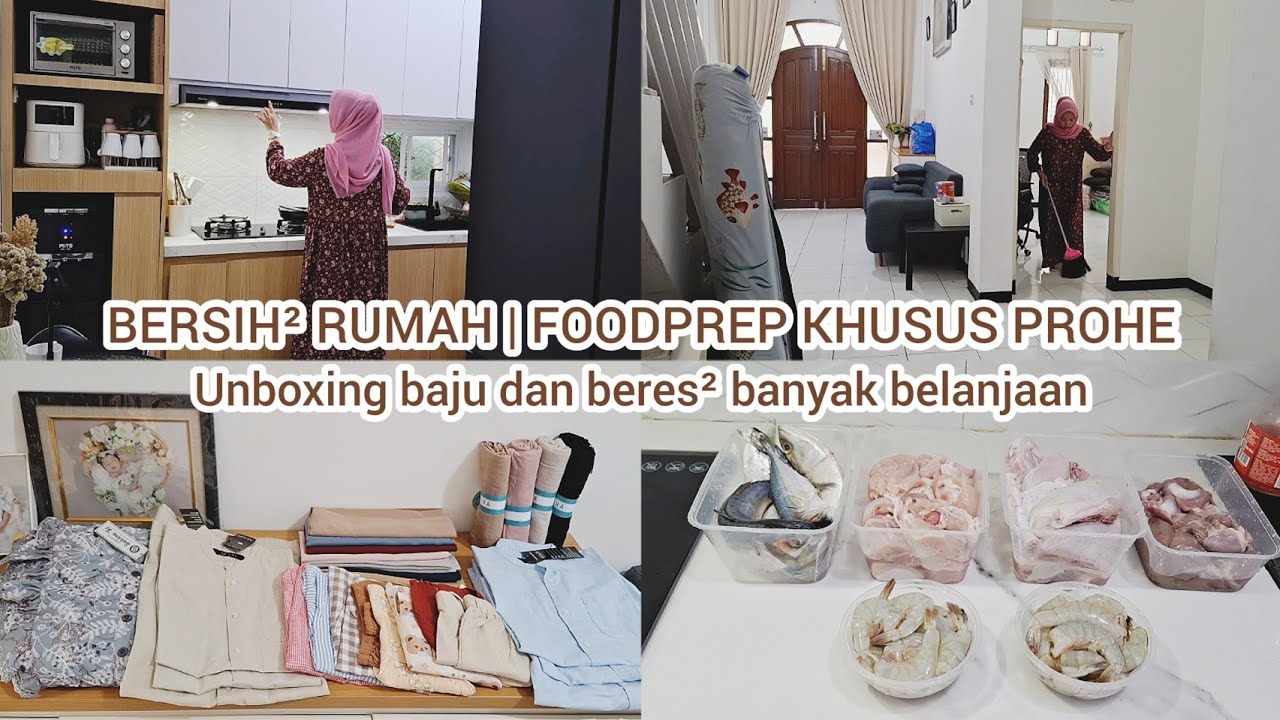 Bersih bersih rumah minimalis | Foodprep prohe | Masak sederhana | Unboxing dan beresin belanjaan