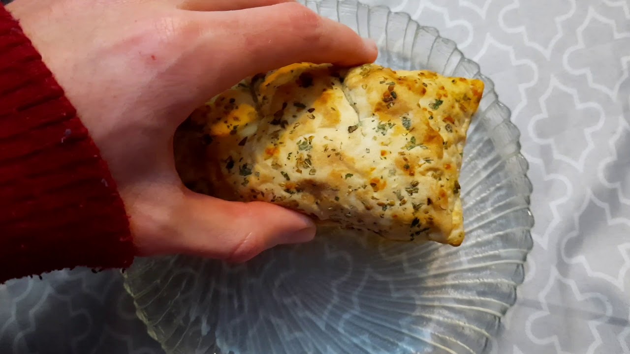 Eating the Digiorno's Stromboli!