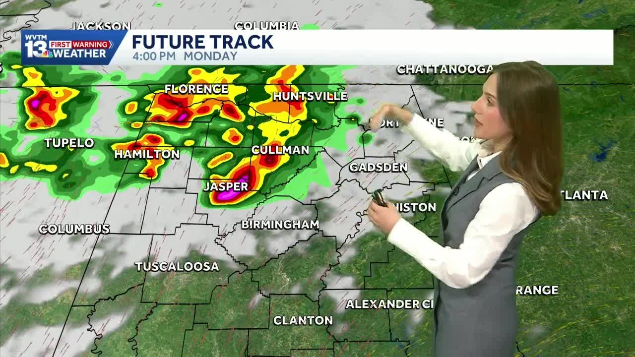 Severe storms possible in Alabama Monday and Wednesday before a brief cooldown.