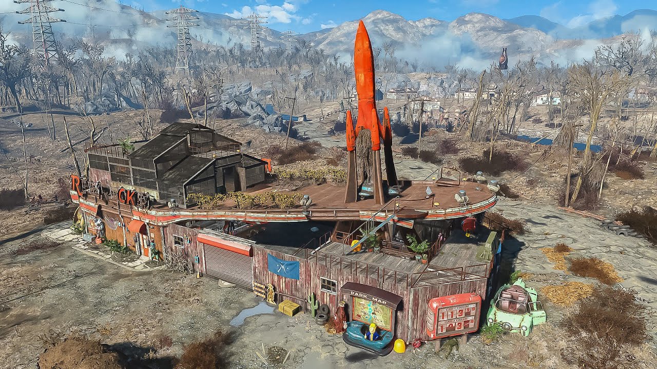 Fallout 4 - RED ROCKET TRUCK STOP - Player Home build tour - NO MODS