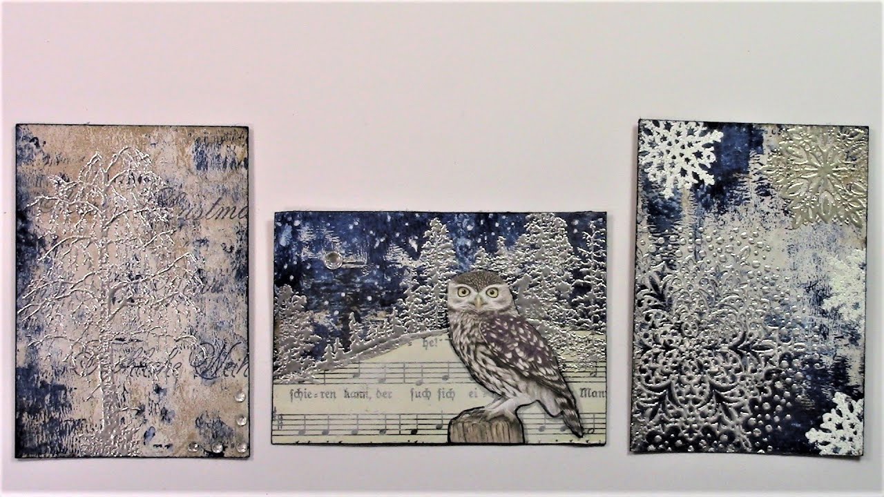 3 ATC - Artist Trading Cards - XMAS/Winter - Last Minute Christmas Cards