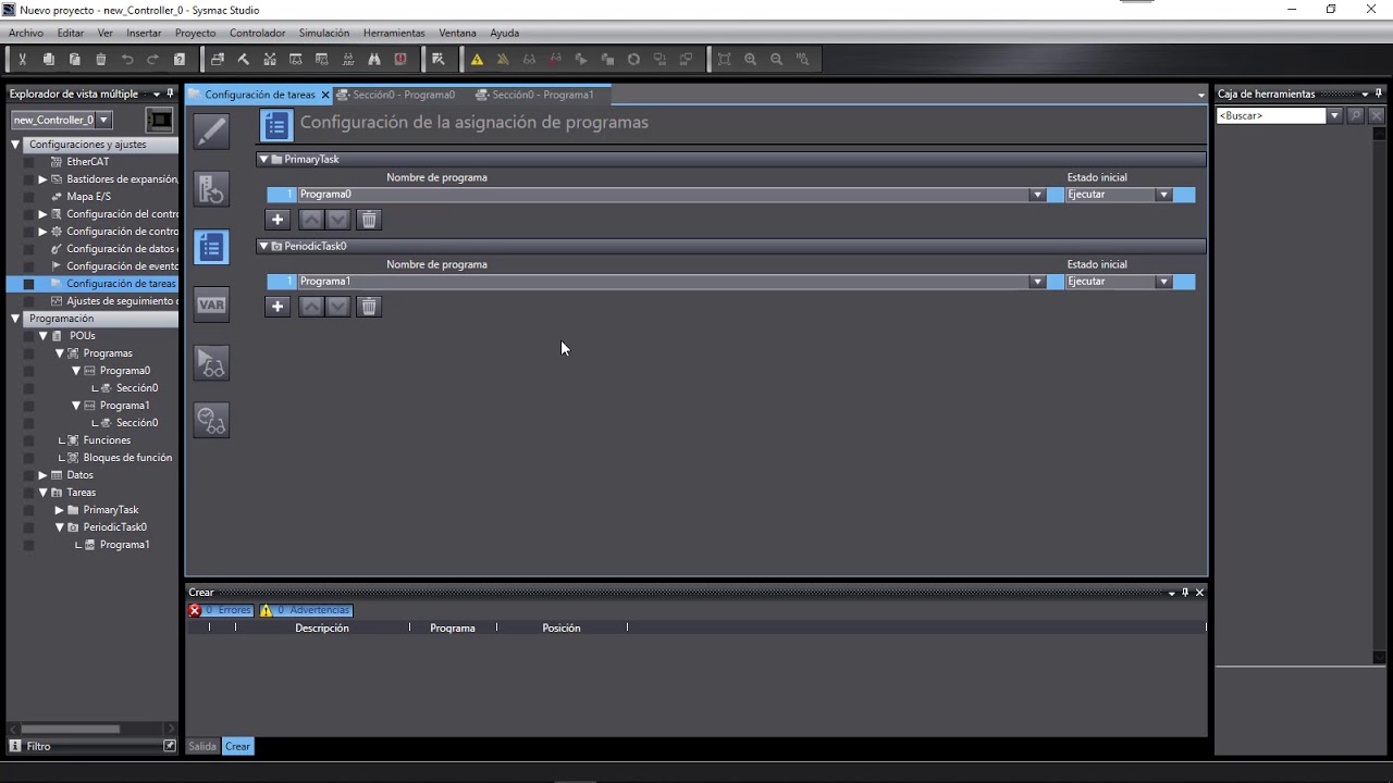 Sysmac Studio. Tareas cíclicas