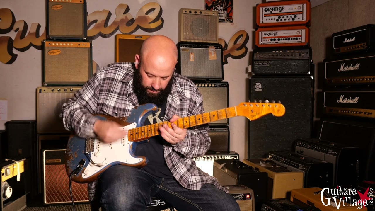Fender CS Red Hot Strat Super Heavy Relic Lake Placid Blue - Guitare Village