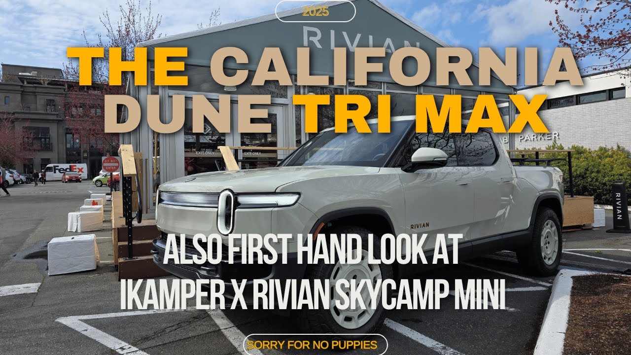 First Look: Rivian Tri Max in Dune AND Rivian x iKamper Skycamp Mini Review