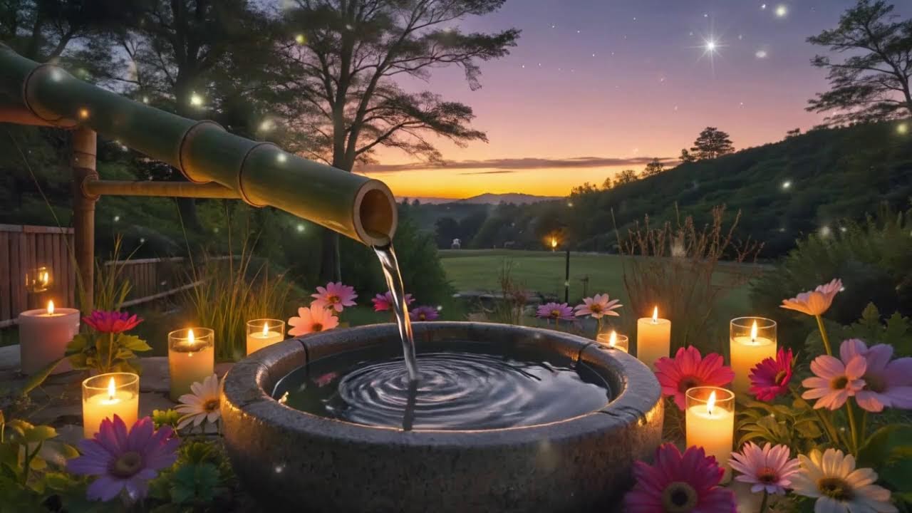 Peaceful Bamboo Water Sounds and Piano Music for Better Sleep