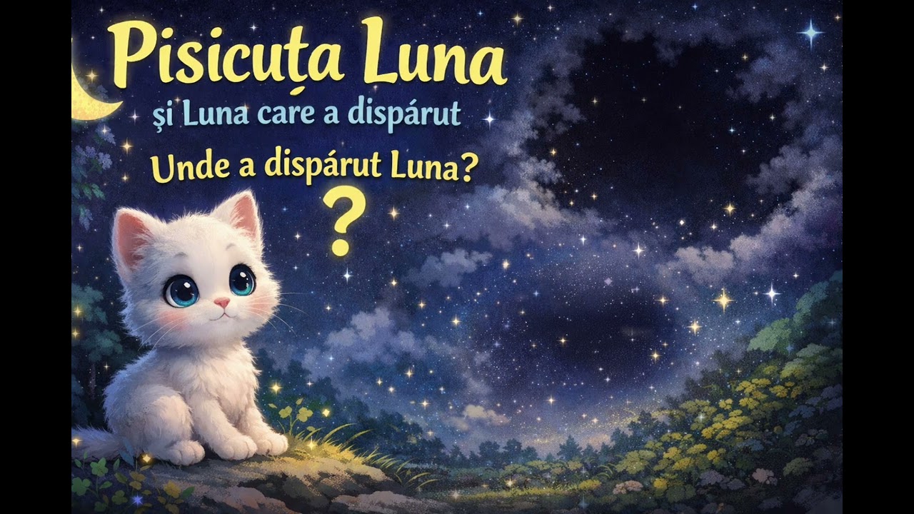 🌙 Pisicuța Luna și Luna care a dispărut | Poveste de Somn pentru Copii cu Muzică (30 min)