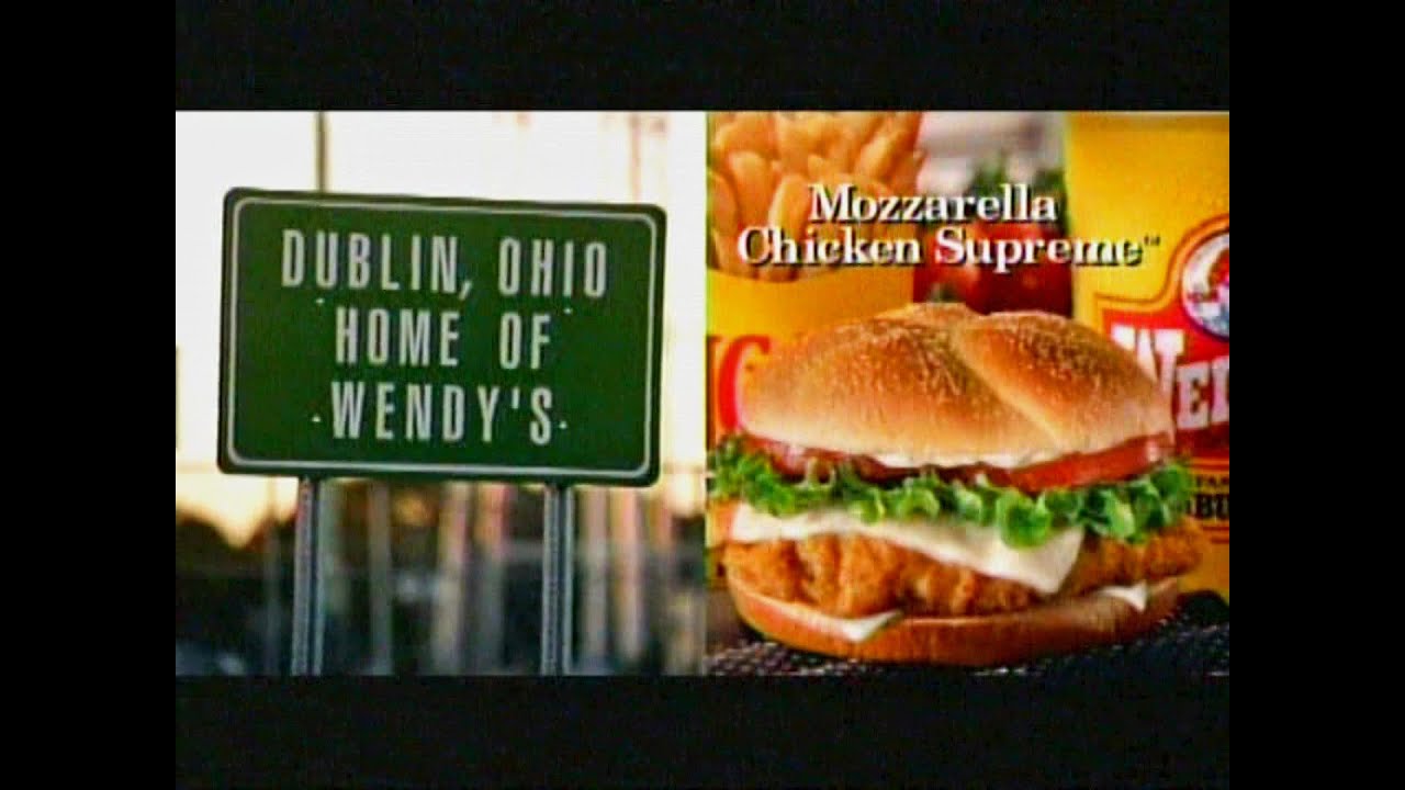 Wendy's Mozzarella Chicken Supreme (Ohio Home of Wendy's) Commercial The WB KBWB-TV 20 (Nov 8, 2002)