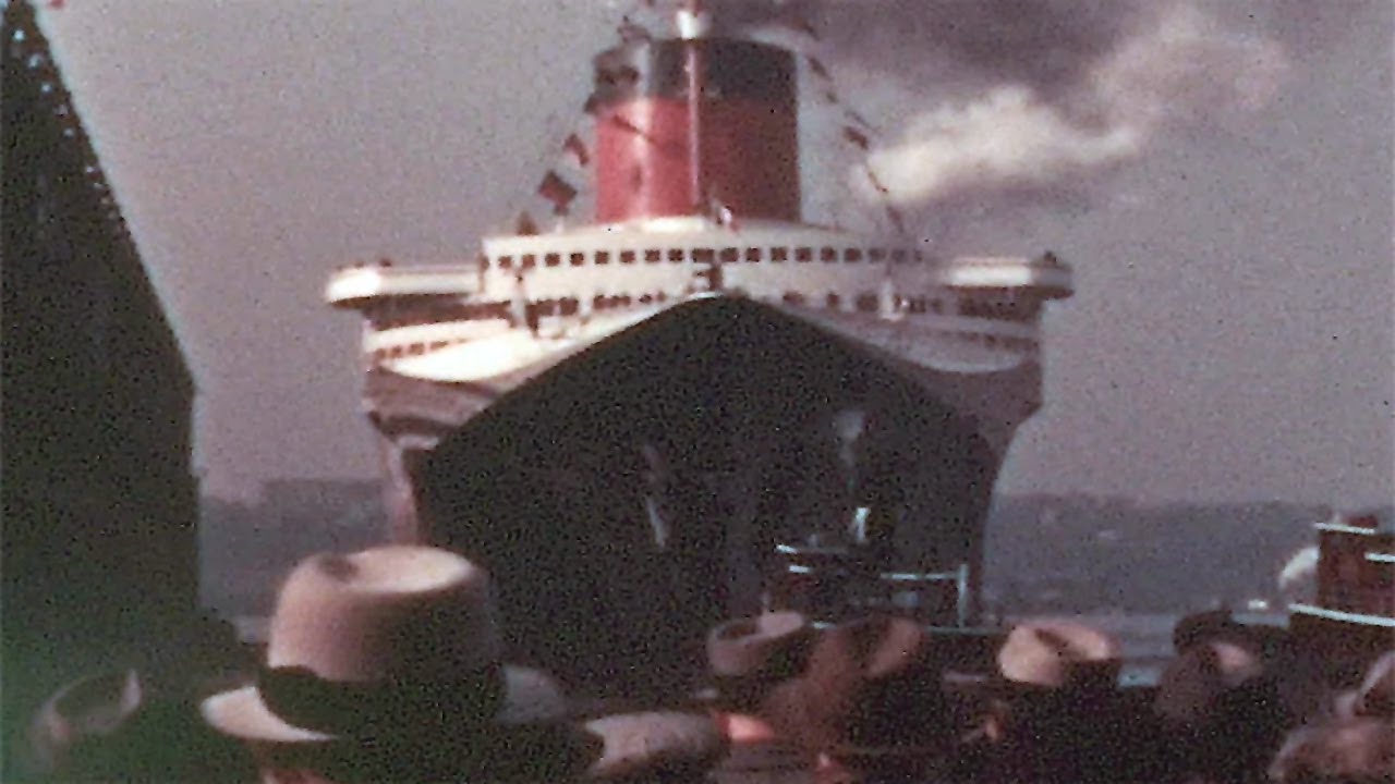 1939 New York City ~ Smokey S.S. Normandie Departure & A Wartime Gray Queen Mary Neighbor