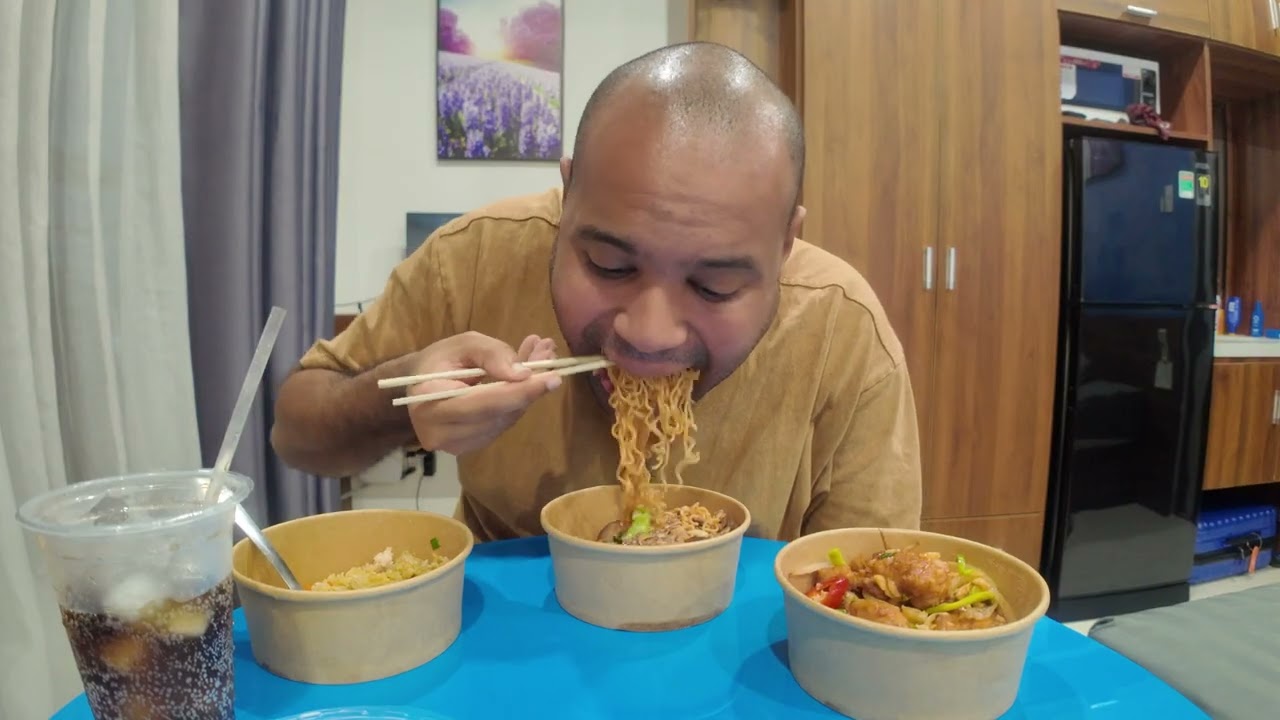 ASMR🍜STIR FRY BEEF NOODLES🍛CHICKEN FRIED RICE🍗SPICY BONESLESS CHICKEN😋🤤| SOFT SPOKEN | EATING SOUNDS