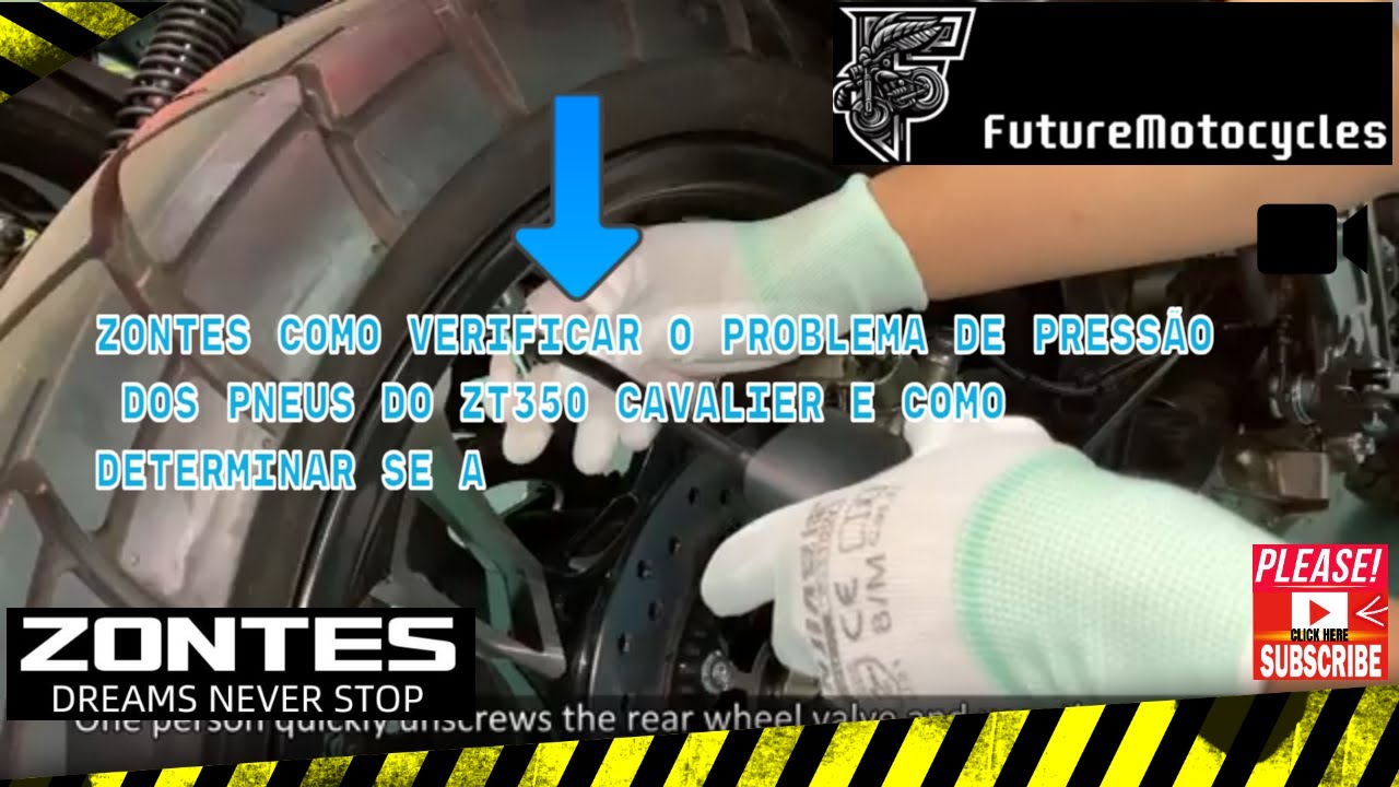 zontes como verificar o problema de press&atilde;o dos pneus do ZT350 Cavalier e como determinar se a pres
