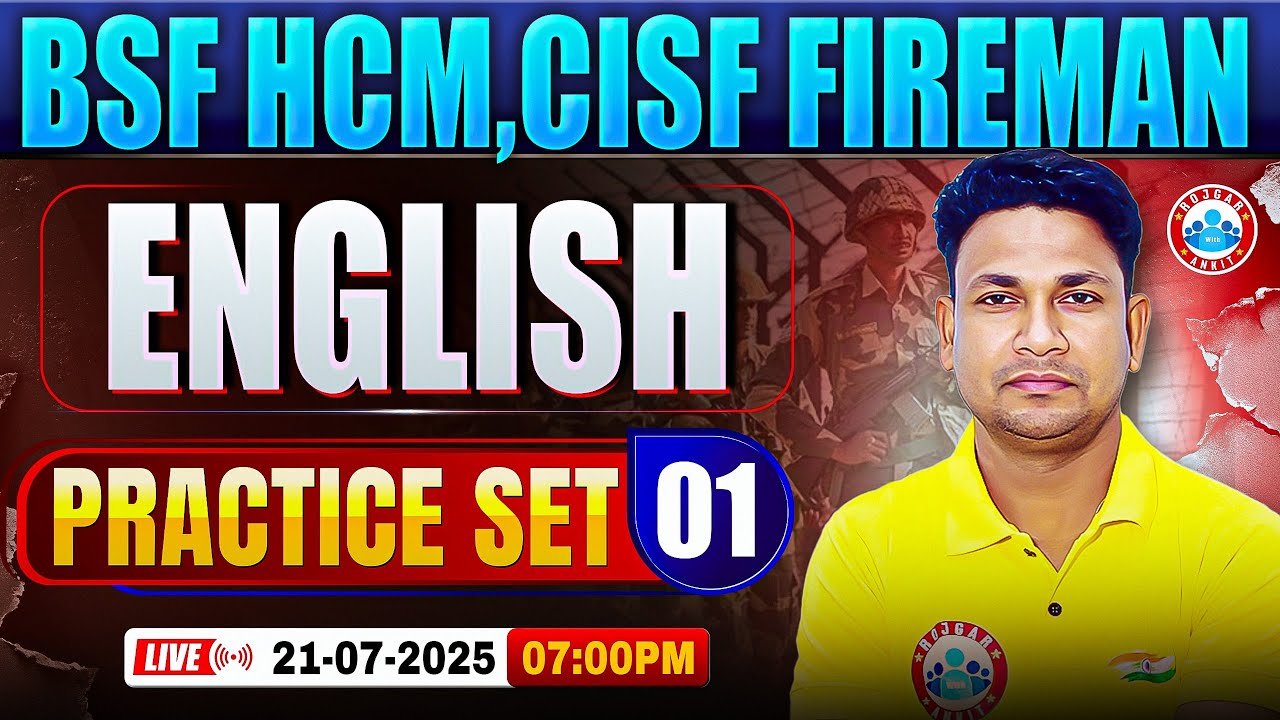 BSF HCM English Class | CISF Practice Set #01 | CISF Fireman English By Rinku Sir