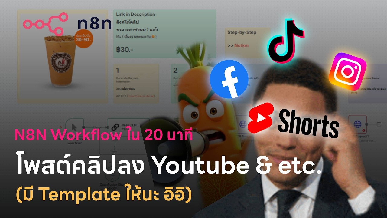 n8n - โพสต์วีดีโอผักฉุนอัตโนมัติง่ายๆ ใน 20 นาที!