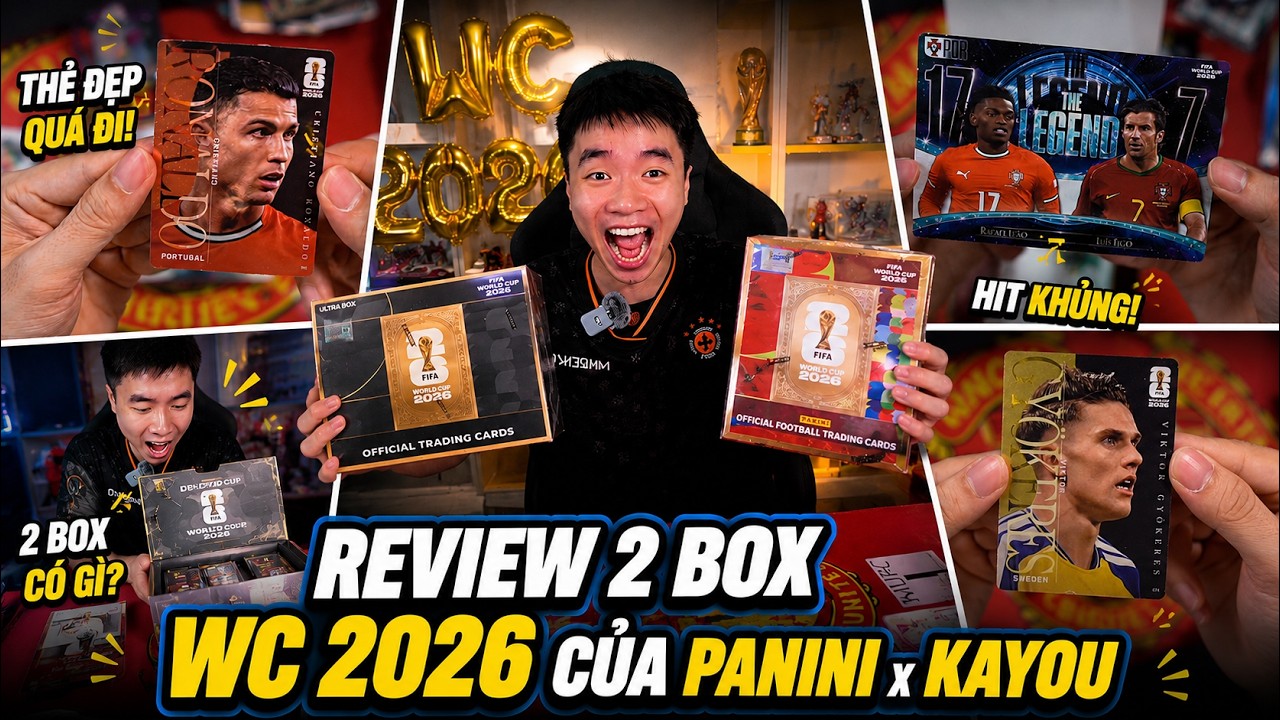 T&iacute;n Dubai review box thẻ cầu thủ Panini x Kayou WC 2026 t&igrave;m anh 7 v&agrave; Siuuu ....