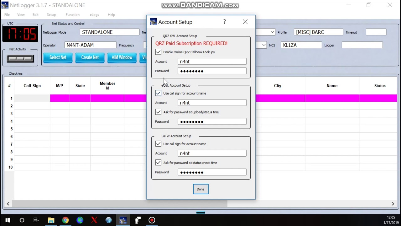 Net logger profile set up