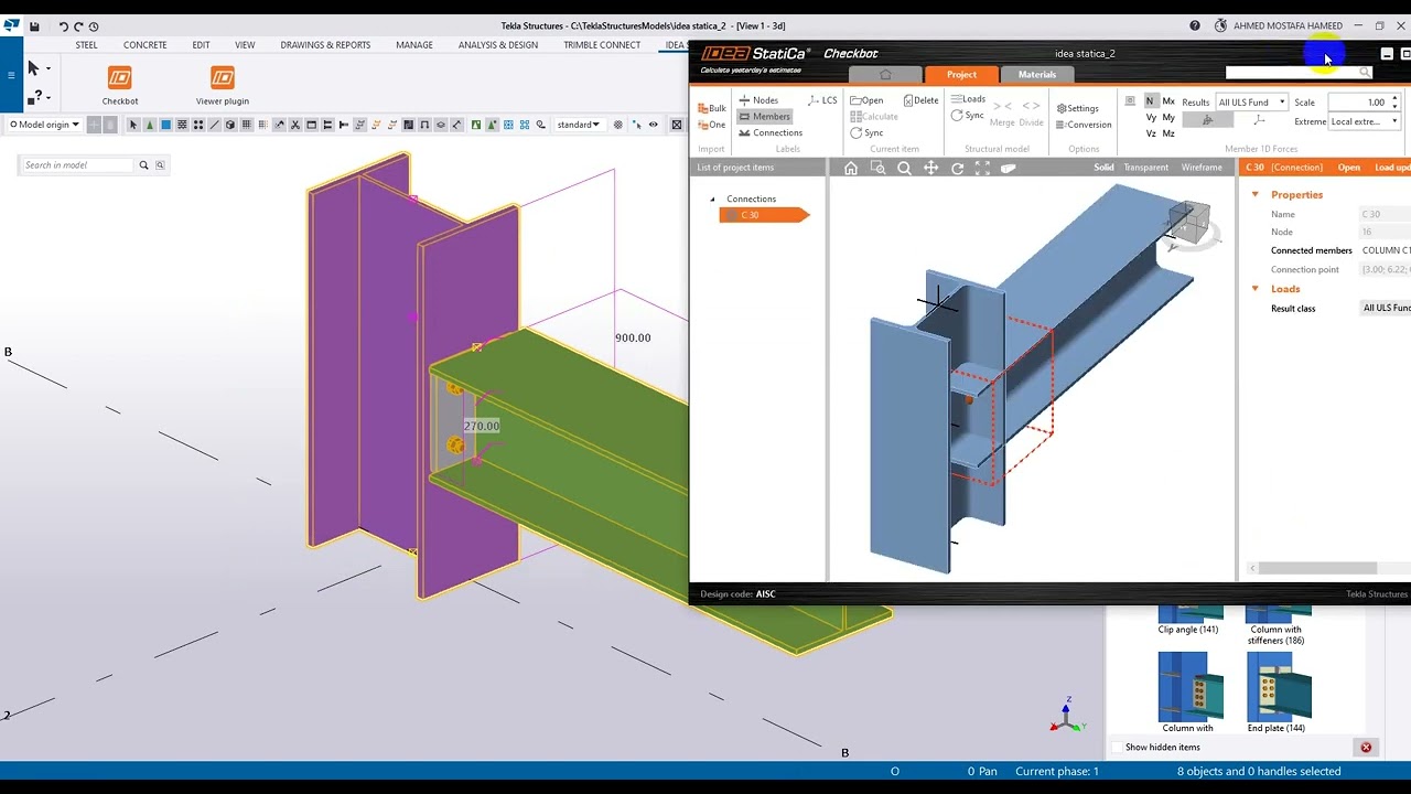 How to Export from Tekla Structure To Idea Statica كيفية التصدير من تكلا الى ايديا استاتيكا