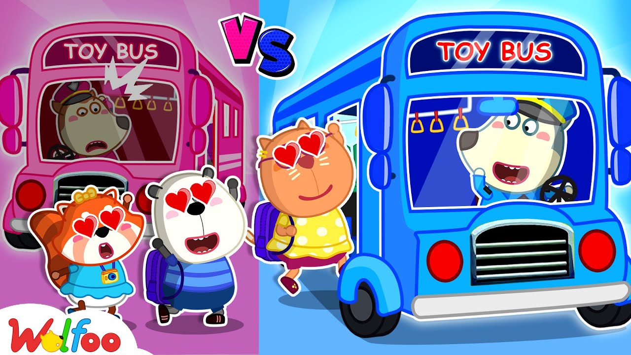 Pink vs Blue Bus! 🚌 Who’s the Better Bus Driver? | Sharing is Caring | Wolfoo New Episodes 2025