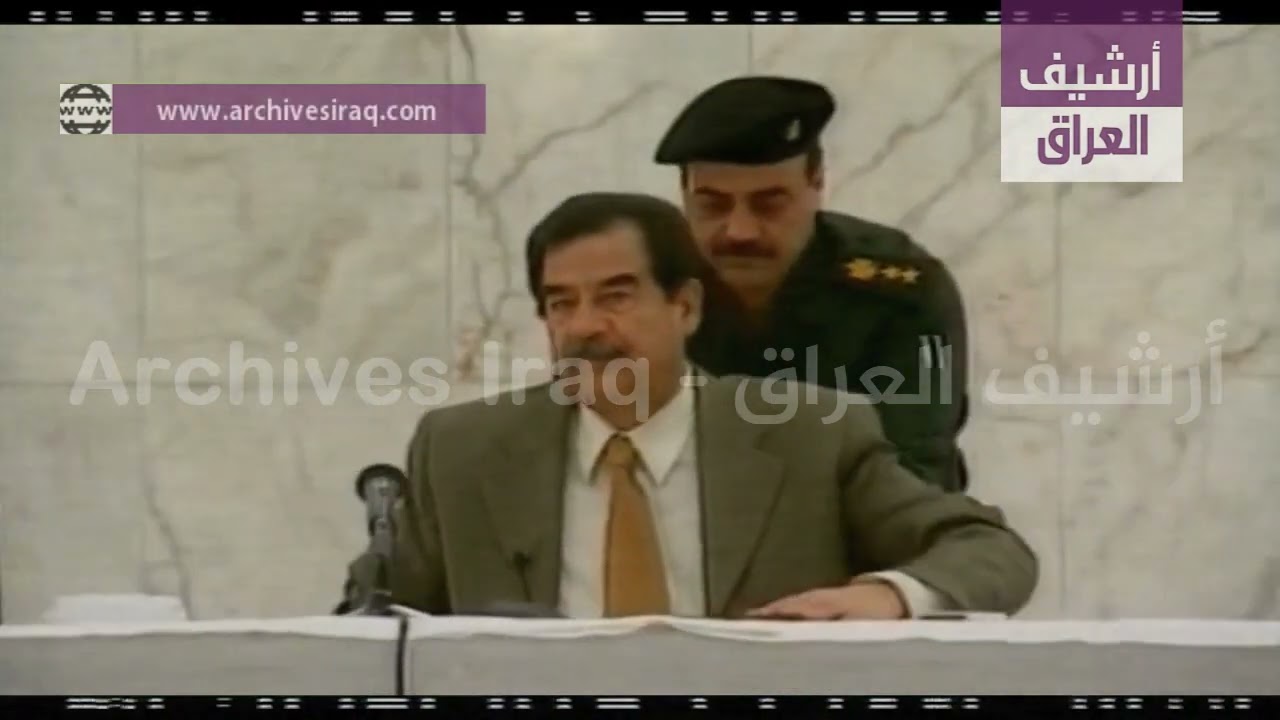لقاء صدام حسين مع مسؤوليه العسكريين بغداد العراق 15 مارس 2003.