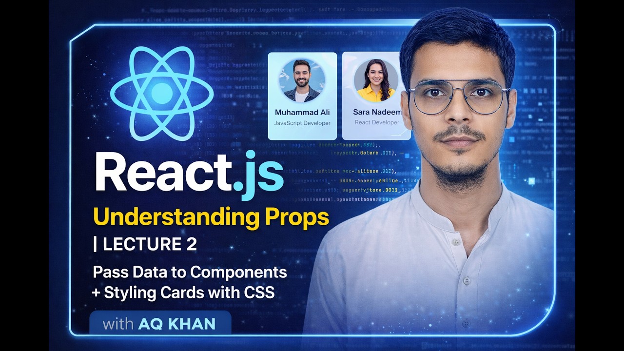 React JS Lecture 2 | Understanding Props in React + Card Styling with CSS | React for Beginners