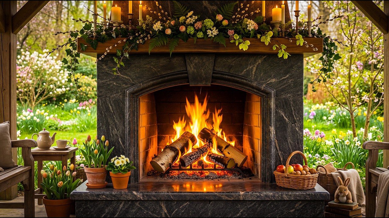 🌿 You're Sitting by a Cozy Fireplace in a Spring Cottage Watching the Garden Bloom