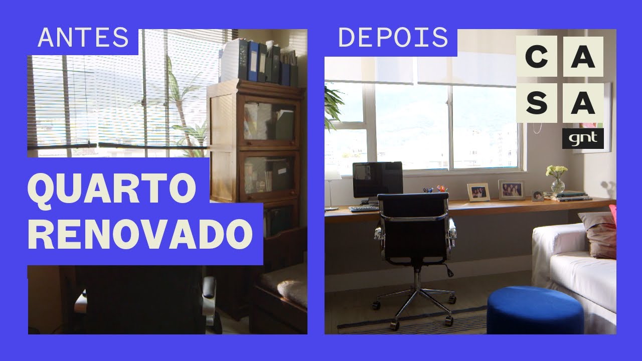 QUARTO: reforma moderniza ambiente para lazer, estudos e home office | Antes e Depois | Olho Mágico