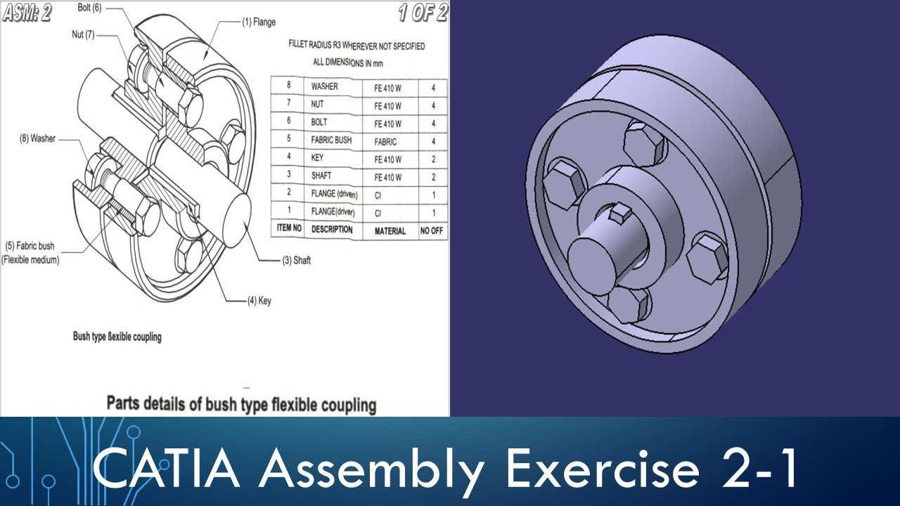 CATIA Assembly Exercise - Bush Type Flexible Coupling Part 1