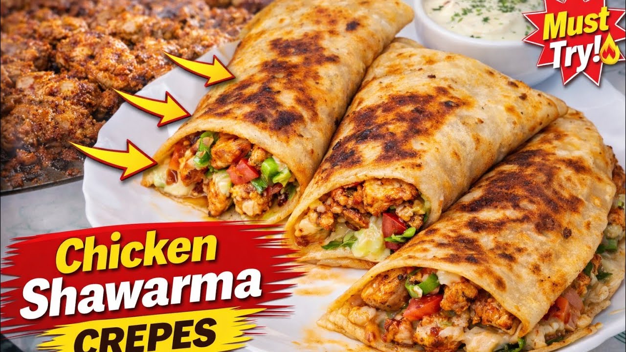 Chicken Shawarma Crepes 🤤 | Arabic-Style Street Food Fusion at Home