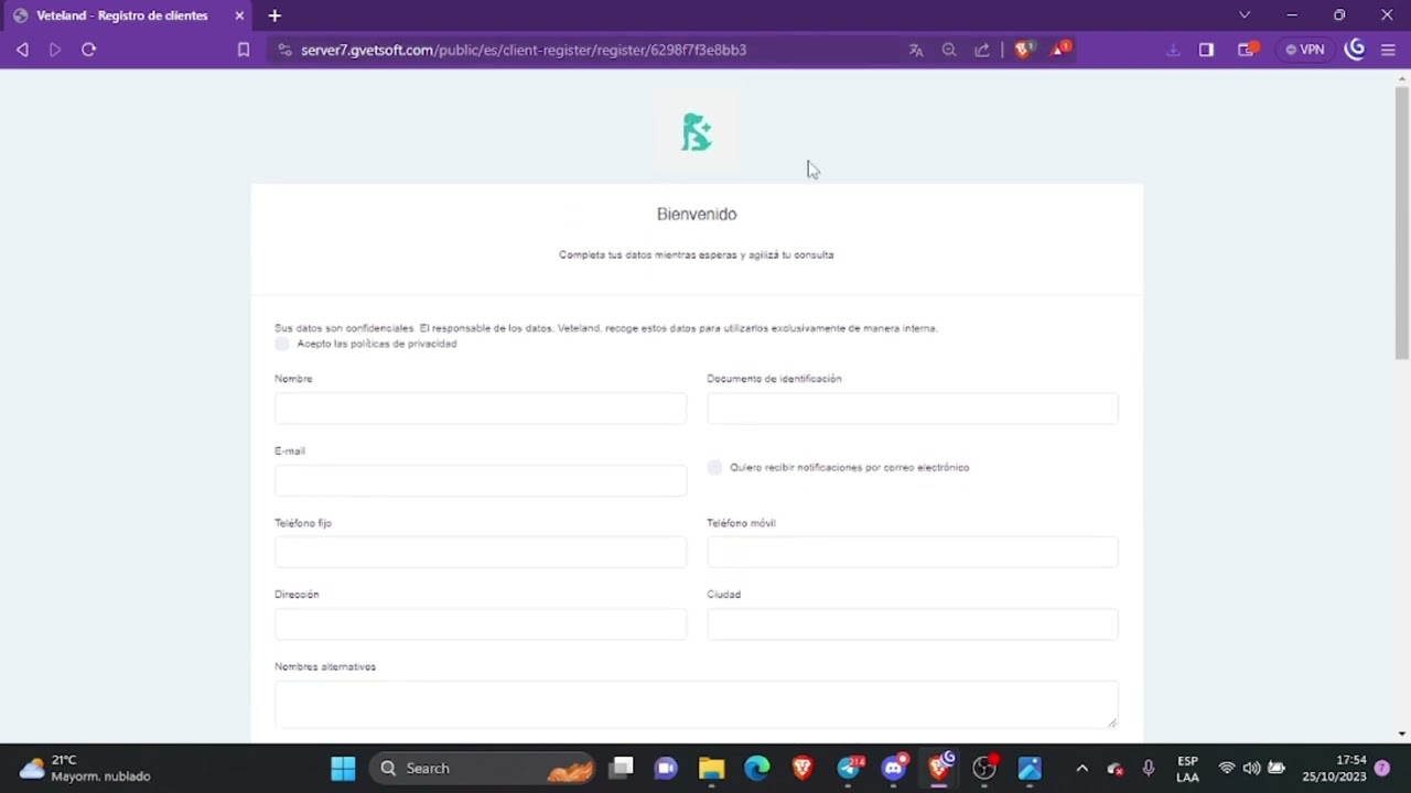 Cliente  Registro autom&aacute;tico