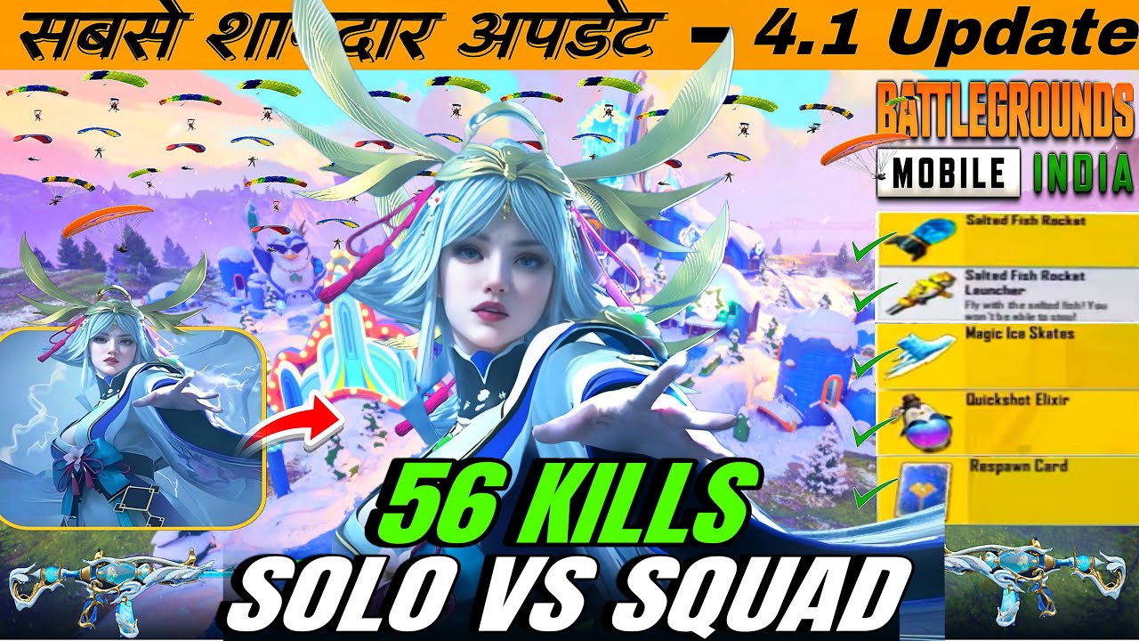 Wow 😍 50 Finishes in 4.1 Update 😈 Solo Vs Squad Gameplay Bgmi | Fastest 1v4 clutches  | new update
