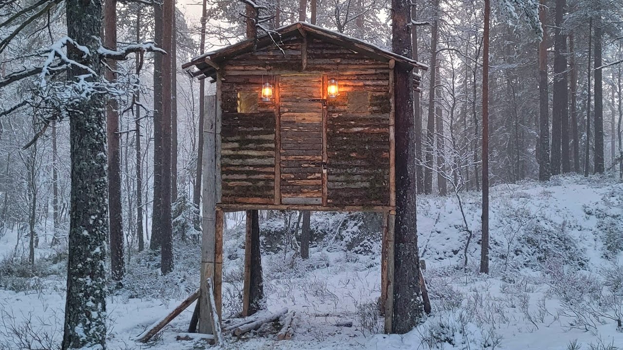 Кемпинг Bushcraft в моем изолированном и теплом доме на дереве