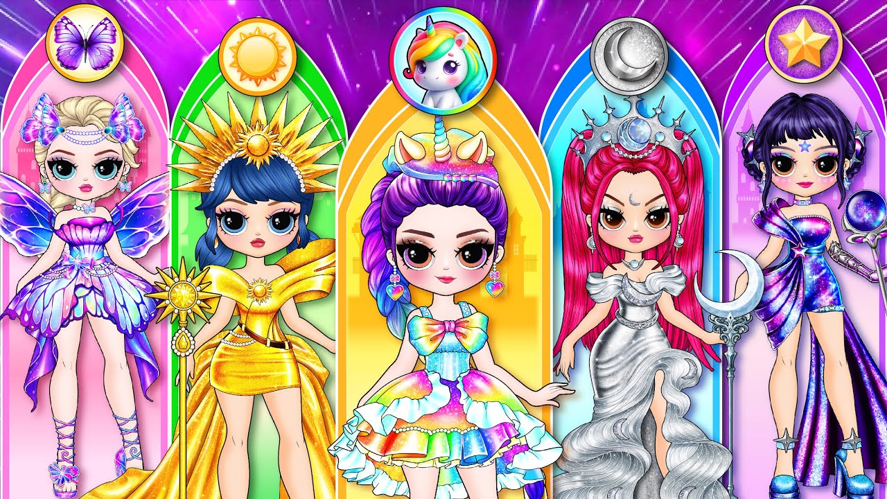 K-Pop Demon Hunters: Huntrix Rumi&rsquo;s Moon, Sun & Star Fashion Glow Up! | Best DIY Fashion Paper Dolls