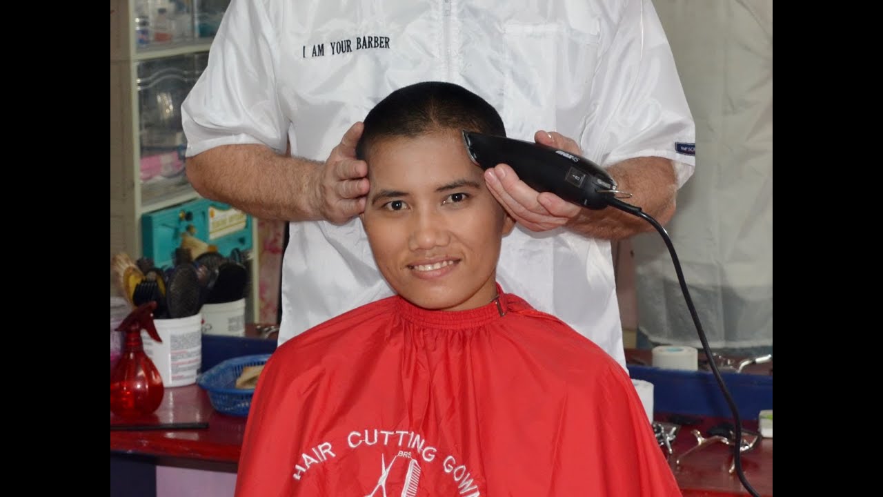 Woman barbershop buzzcut