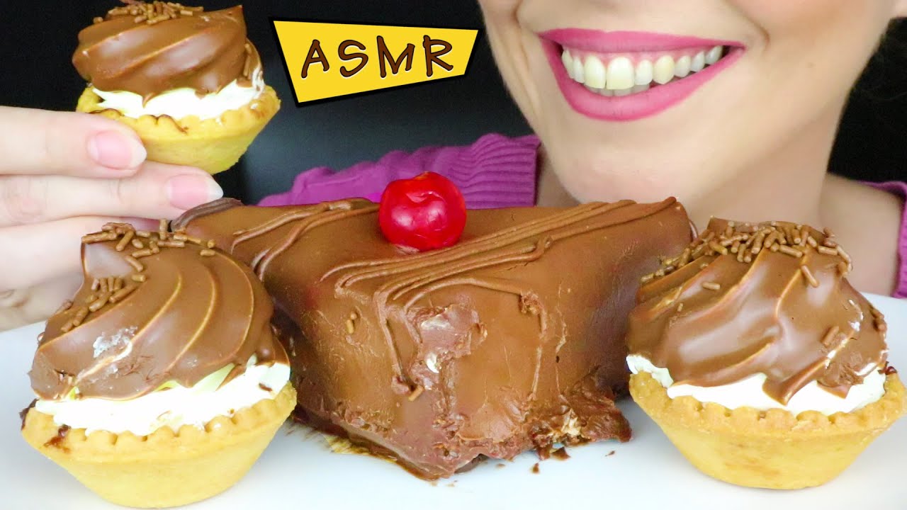CHOCOLATE MOUSSE CAKE & CREAMY TARTS 🎂 | ASMR Mukbang | Real Eating Sounds