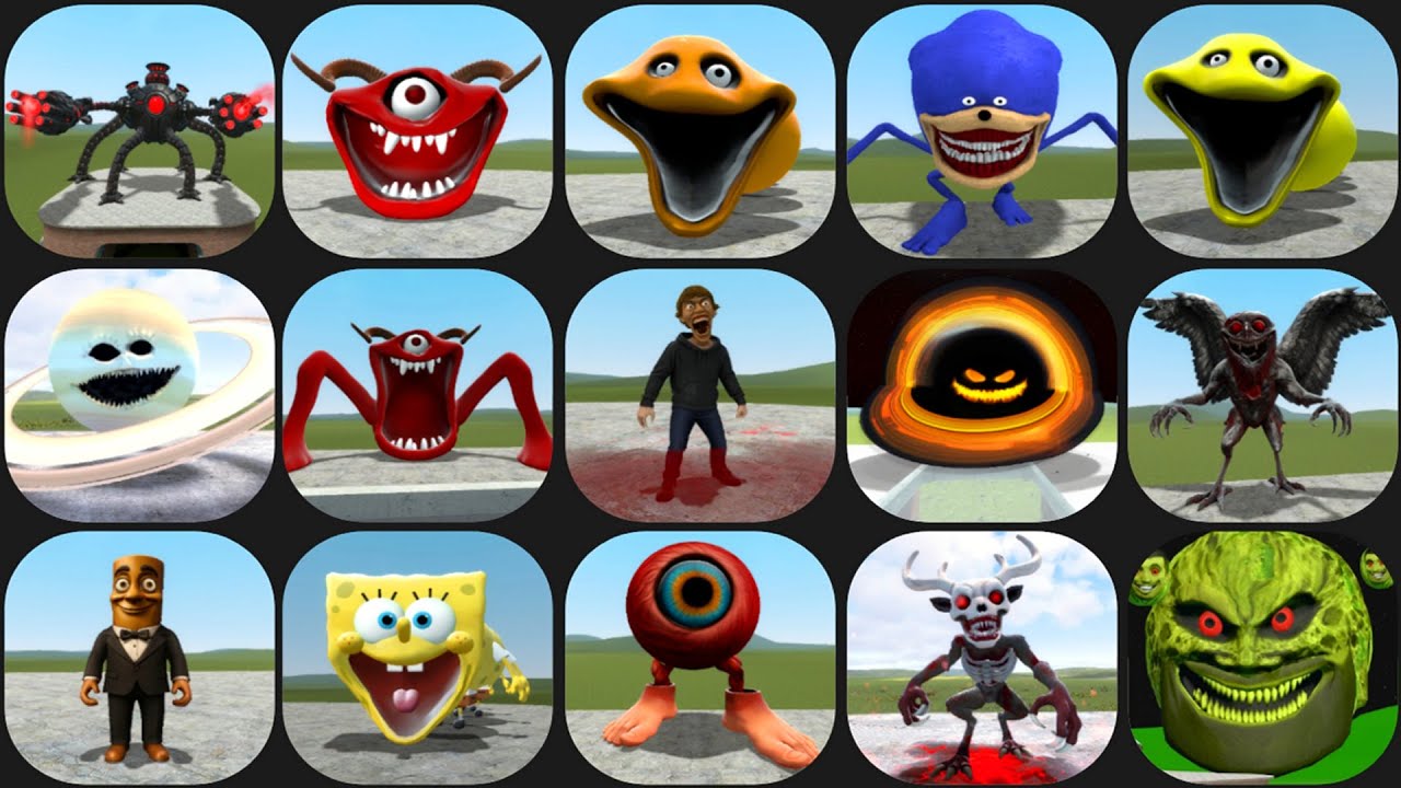 OMNIDROID V.15,HUNGRY SNAKE PHASE 4,HUNGRY WORM,TUNG TUNG SAHUR COFFIN DANCE,TOK TOK MATAH 5 in GMOD