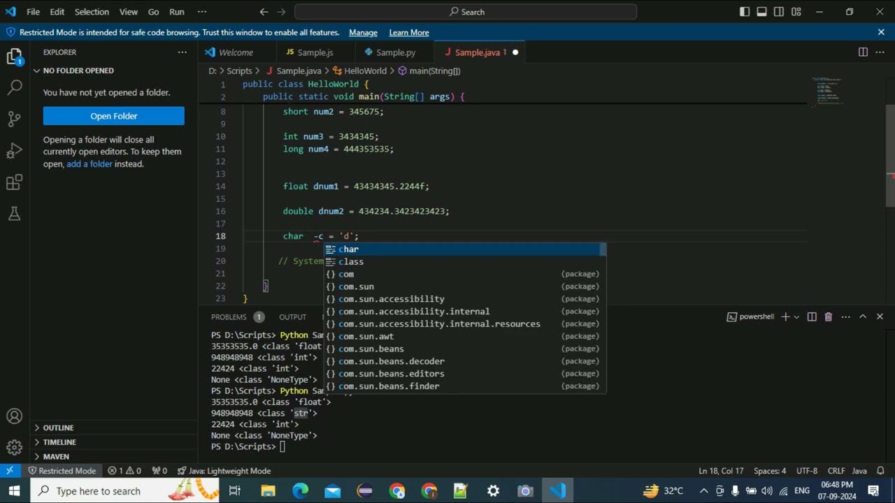 python ,Java, Javascript - video 2 : Variable declaration