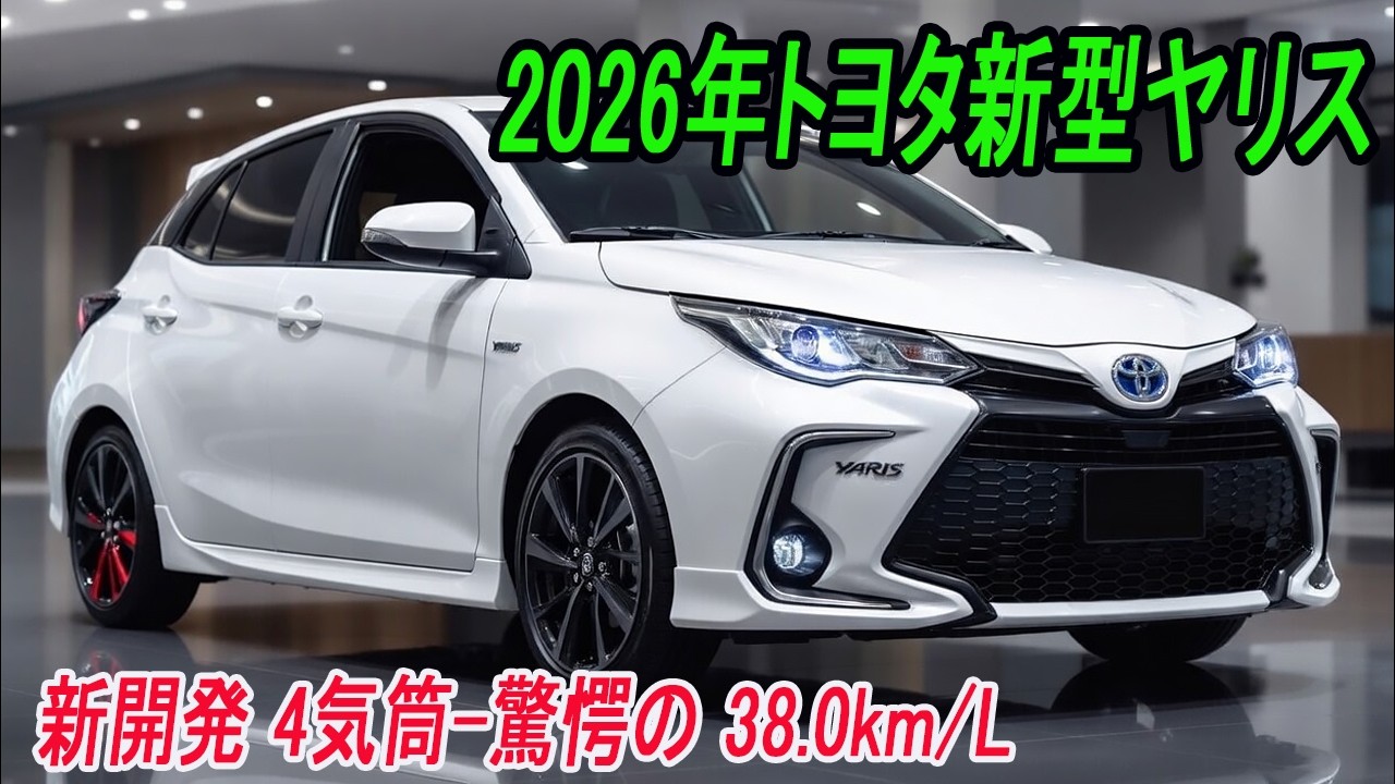 トヨタ新型ヤリス驚愕の 38.0km/L、フルモデルチェンジ2026年発売予定！まさかの「4気筒化」で高級車並みの走りに化けた！