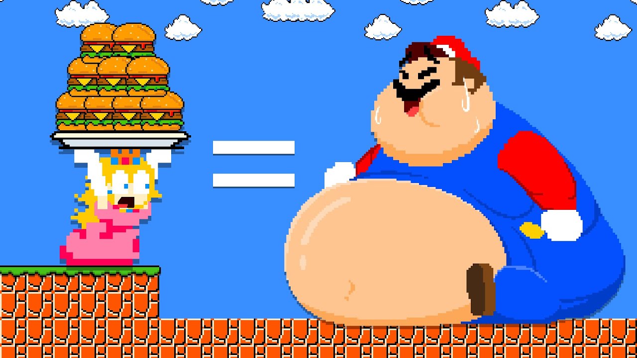 Super Mario Bros: Peach Vs Fat Mario Super Sized Maze Escape | Game Animation