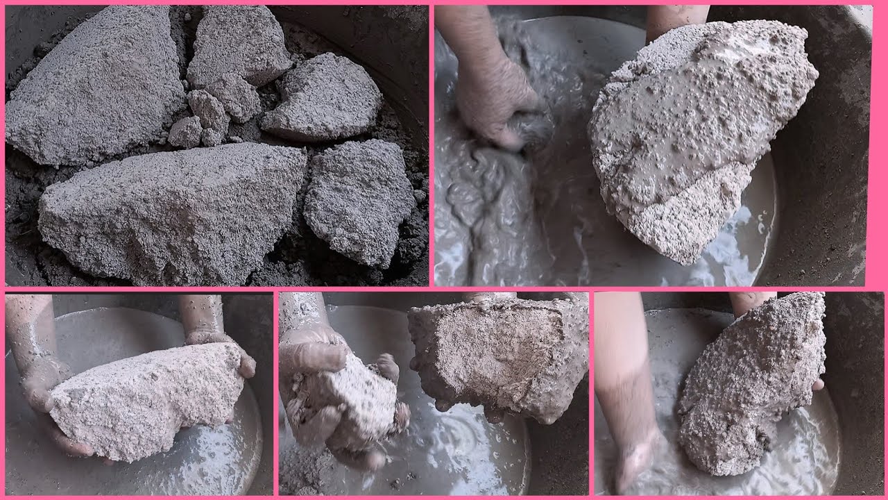 dusty sand cement halft moon 🌛 chunks crumbling in water and dry - oddly satisfying / satisfy asmr